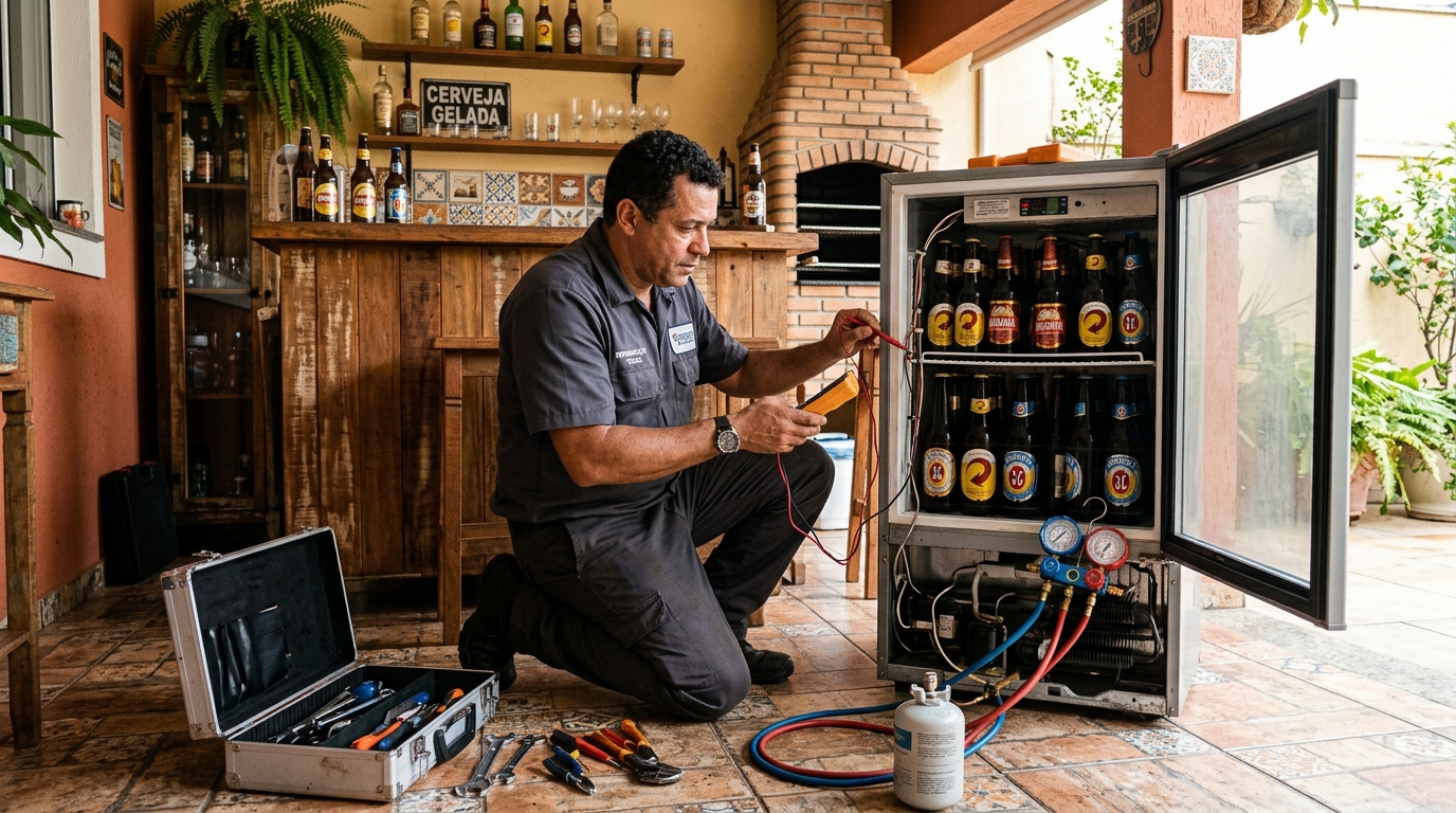 Recarga de gás no circuito de refrigeração de uma cervejeira em Aparecida de Goiânia‑GO